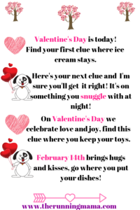 The Running Mama Valentine's Day Scavenger Hunt Clues